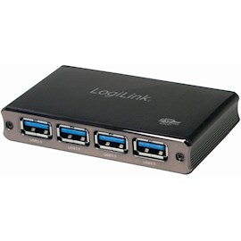 USB ჰაბი Logilink UA0282 USB 3.0 HUB 4port aluminum with power supply Black